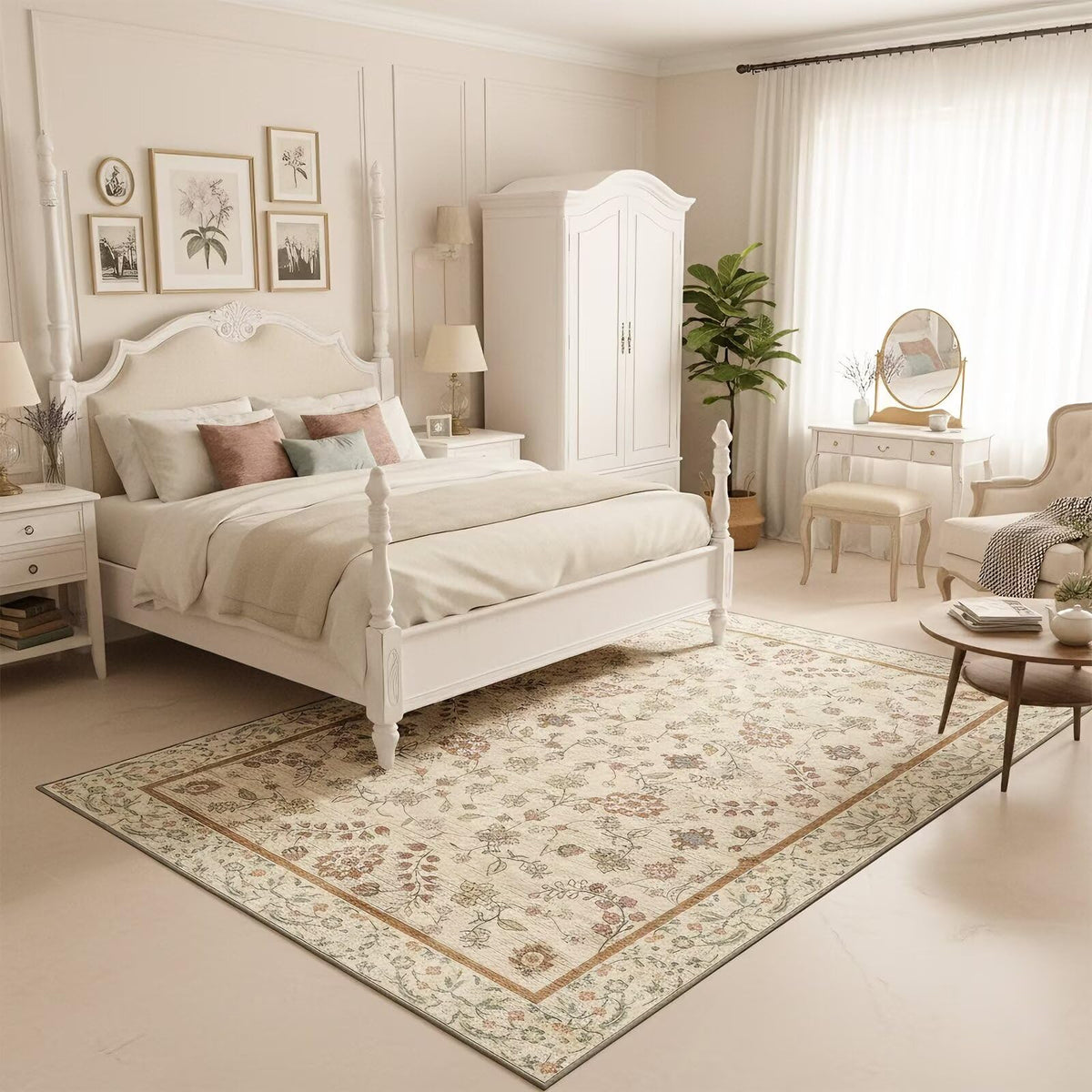 Washable 6x9 Area Rug for Living Room, Non-Slip Large Grey Bedroom Rugs