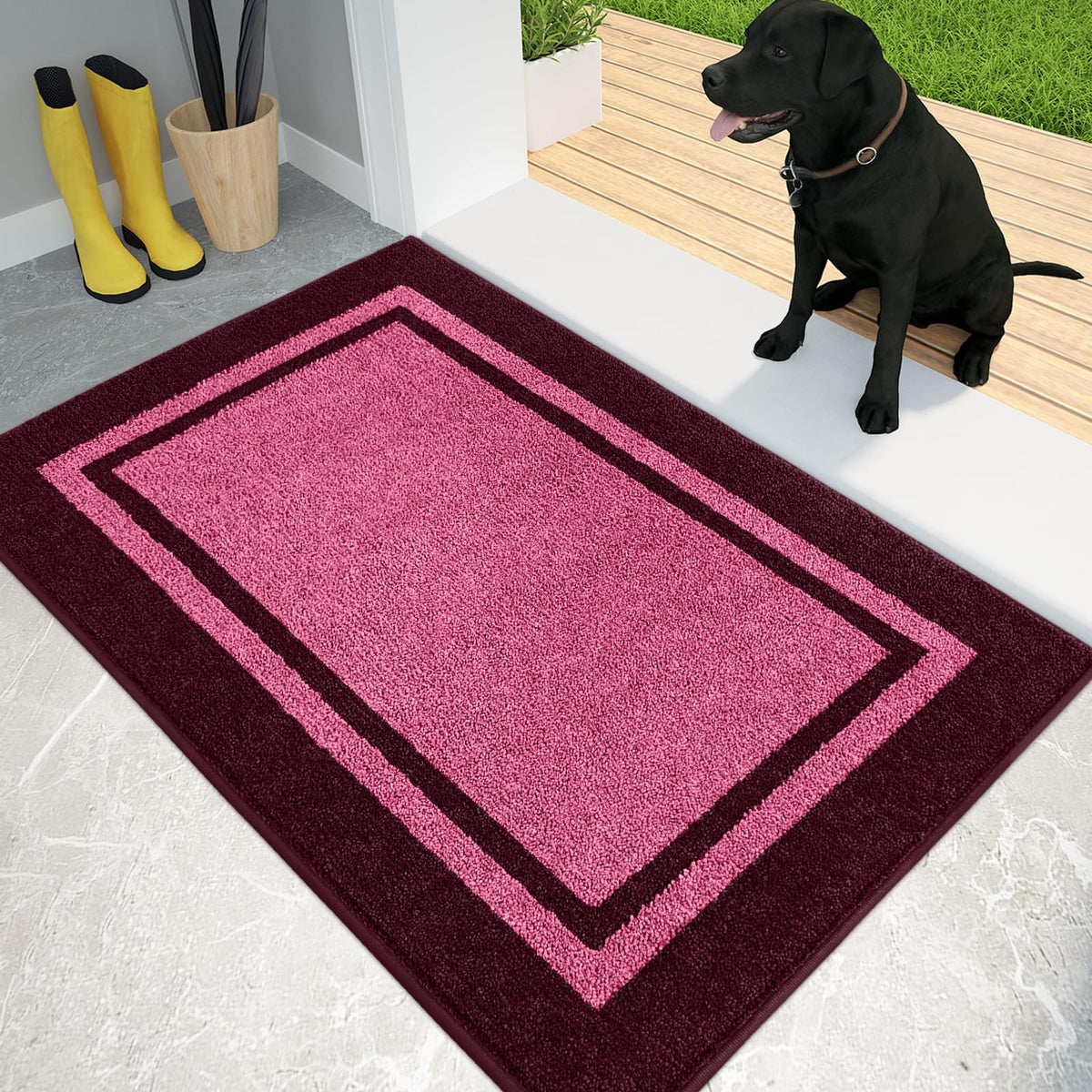 PURRUGS Dirt Trapping Indoor Door Mat, 32" x 48", Beige & Grayish Brown