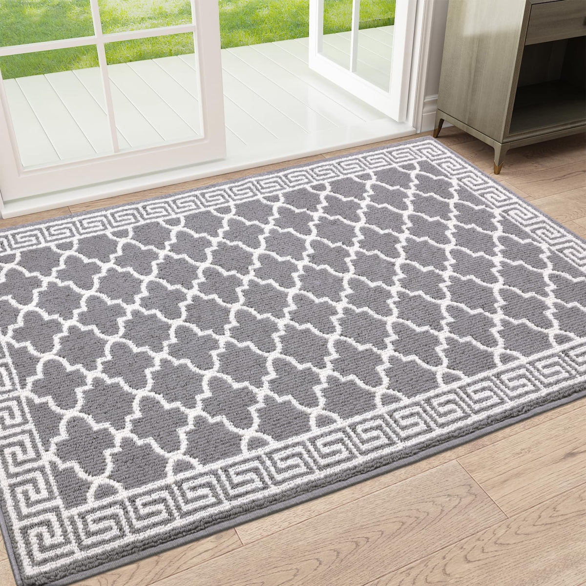 Pauwer Door Mat Indoor Entrance 20"x60", Absorbent Dirt Trapper Rugs, Grey