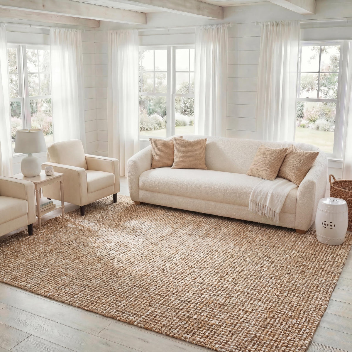 SAFAVIEH Natural Fiber Area Rug 8x10, Jute Knotted Large Natural NF447A