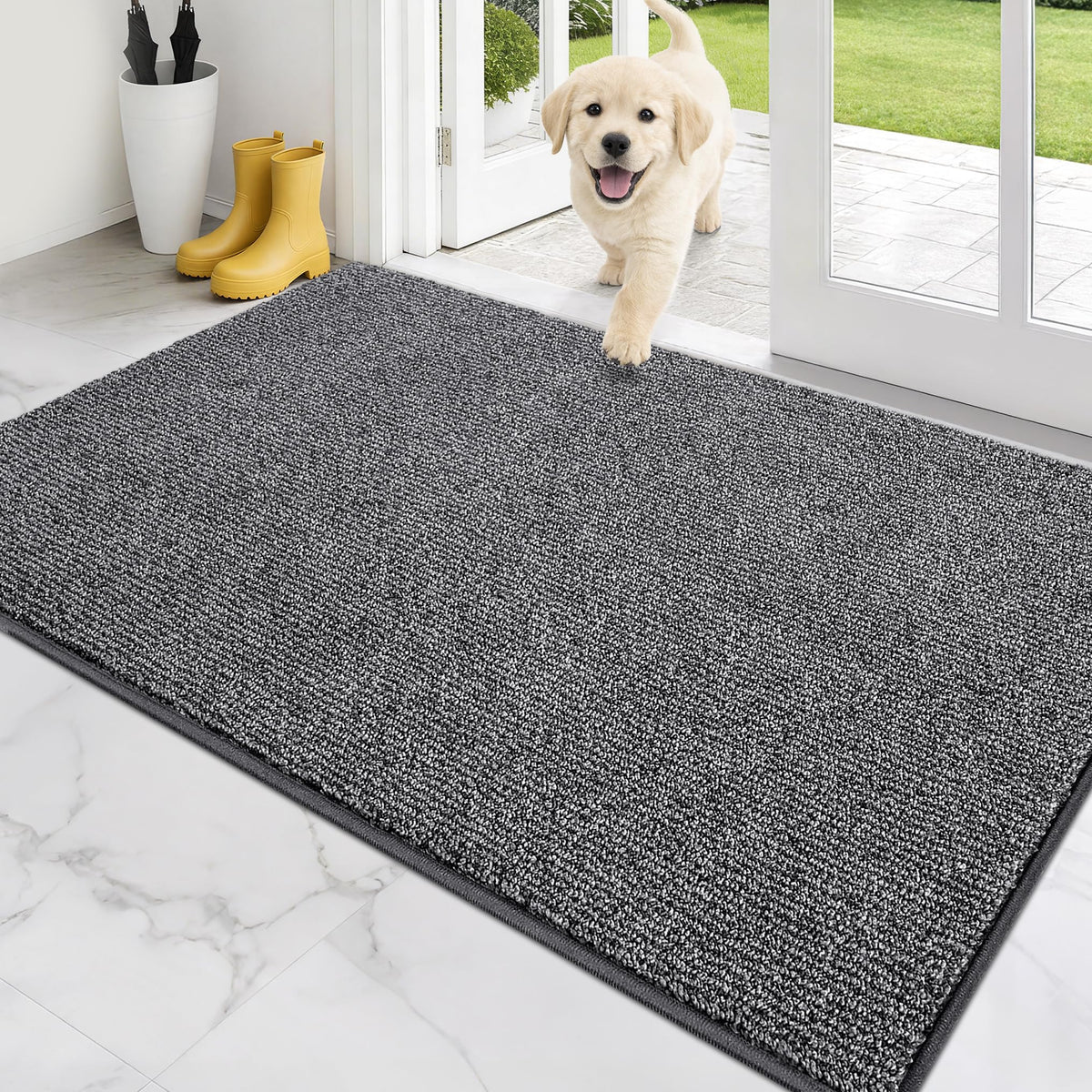 PURRUGS Dirt Trapping Indoor Door Mat, 20" x 31.5", Heathered Charcoal