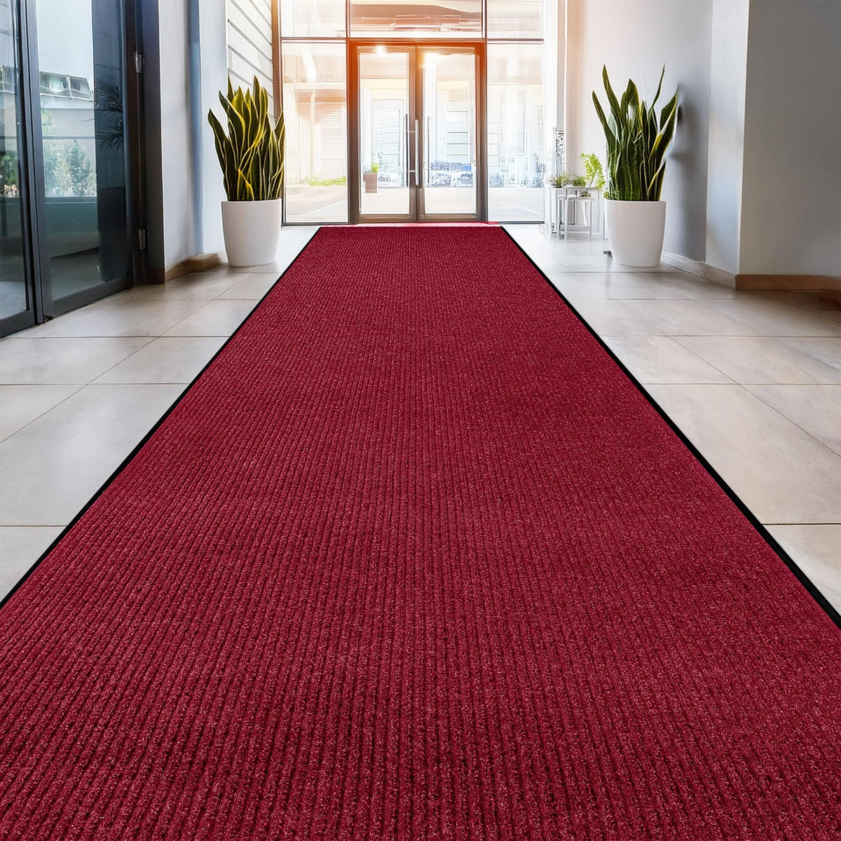 MaxMat® Heavy Duty Entry Floor Mat - Large Commercial, Indoor/Outdoor, Waterproof, Easy to Clean, Low-Profile Door Mat (4 x 6 Feet, Brown, MXM-RIB0046BR)