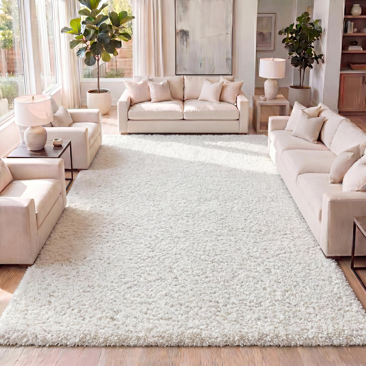 JONATHAN Y Mercer Shag Plush Cream Runner Rug, 2x8, Contemporary, Modern, Easy-Cleaning for Living Room, Bedroom, Kitchen, Pet Friendly, Non-Shedding (MCR106D-28)