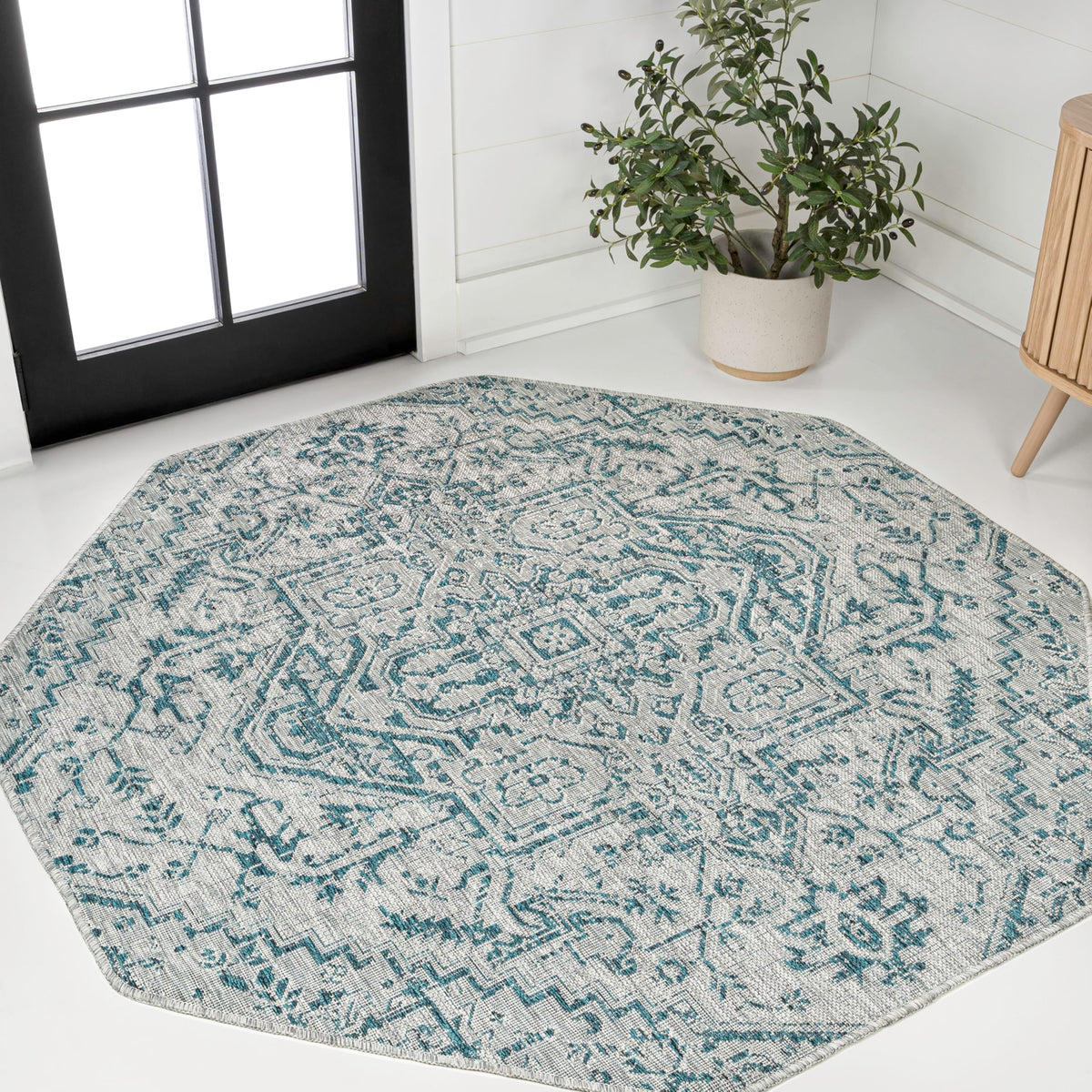 JONATHAN Y Boho Medallion Indoor Outdoor Area Rug 8X10 Black/Gray, Estrella Textured Weave for Backyard, Patio, Porch, Easy-Cleaning, High Traffic, Pet-Friendly, Non-Shedding (SMB105D-8)