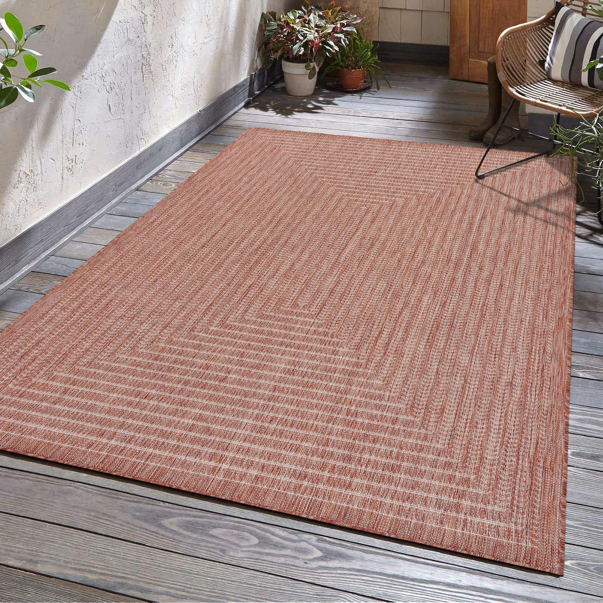 Adiva Rugs Outdoor Indoor Area Rug, Weather Resistant, Easy to Clean, Stain Resistant Floor Mat for Dining Room, Backyard, Deck, Patio (Wooden, 9' x 12')