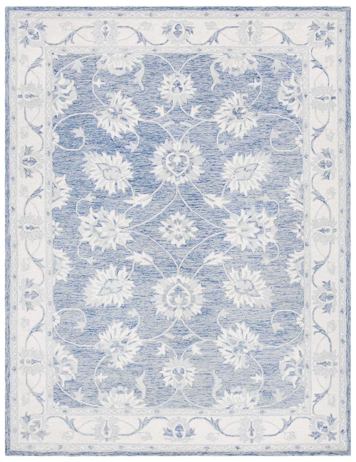 SAFAVIEH Micro-Loop Collection Area Rug - 6' x 9', Light Blue & Ivory, Handmade Wool, Ideal for High Traffic Areas in Living Room, Bedroom (MLP536L)