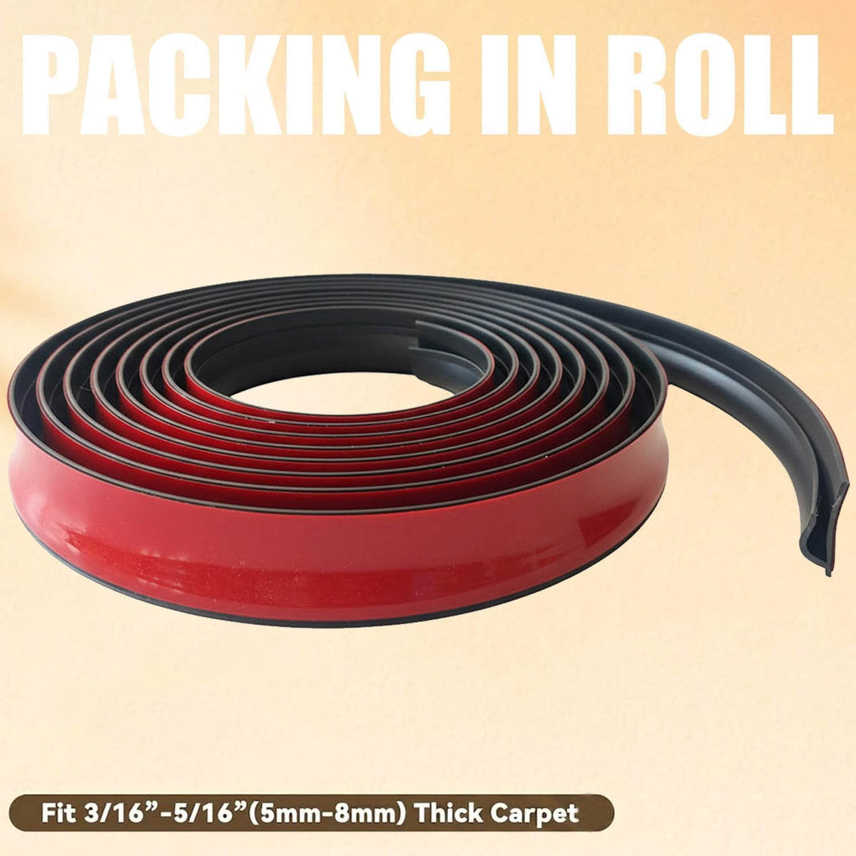 Carpet Edge Trim Self Adhesive Carpet to Tile Transition Strip Black 22Ft