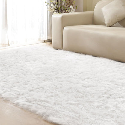 ORINOVA White Faux Sheepskin Shag Fur Runner Rugs for Living Room Bedroom Fluffy Washable Furry Area Rug 2x6 Nursery Rug Teen Room Décor
