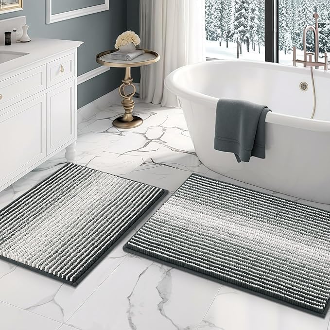 BSICPRO Bathroom Rugs Sets 2 Piece, Modern Bath Mat 20"x47"+20"x32", Blue