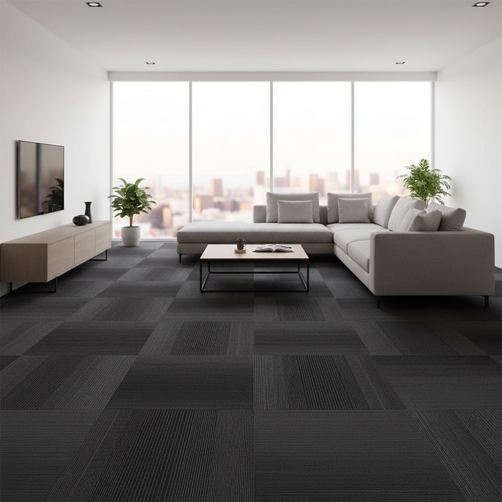 Petgrow Beige Living Room Carpet Tiles, 24" x 24", 18 Tiles, 72 sq ft