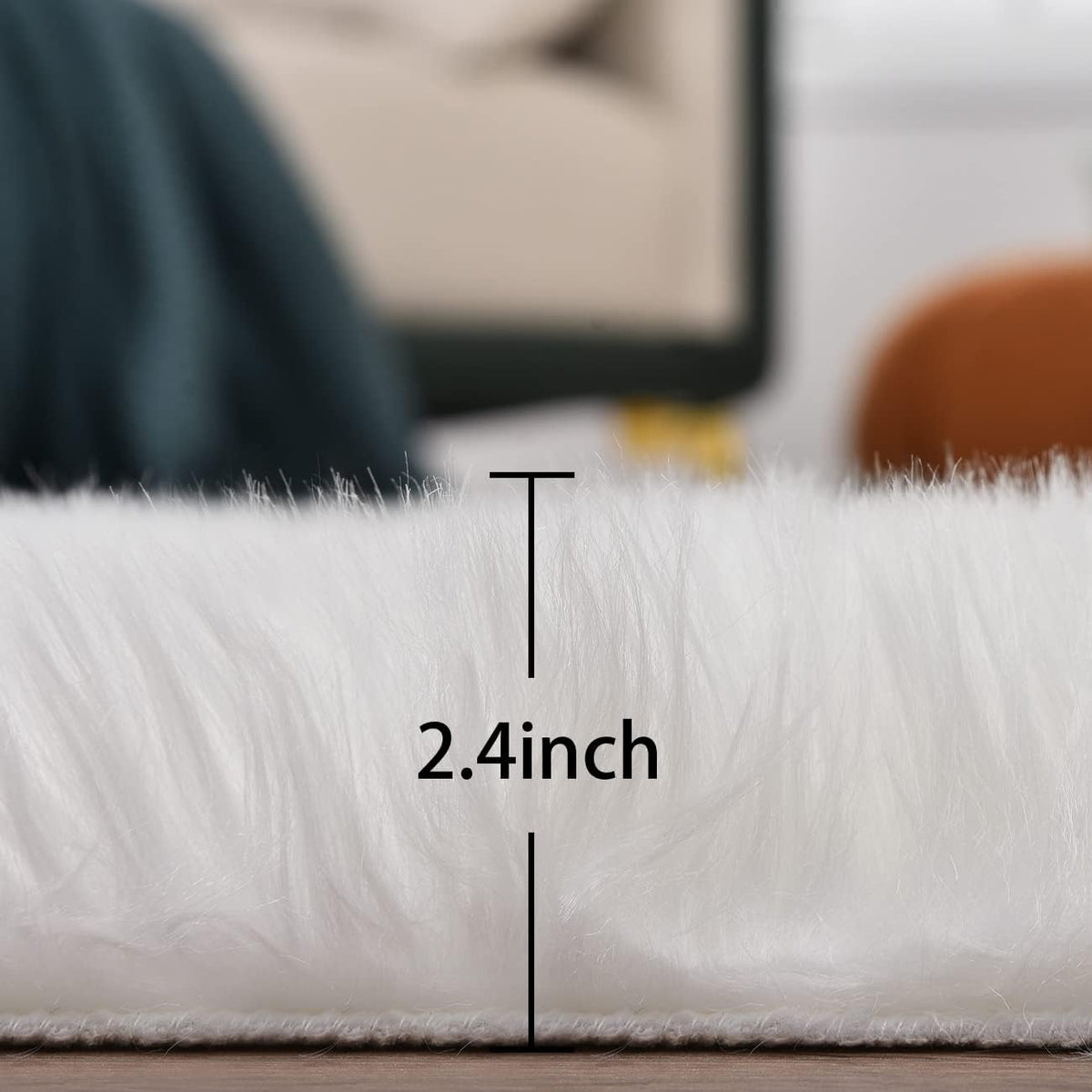ORINOVA White Faux Sheepskin Shag Fur Runner Rugs for Living Room Bedroom Fluffy Washable Furry Area Rug 2x6 Nursery Rug Teen Room Décor