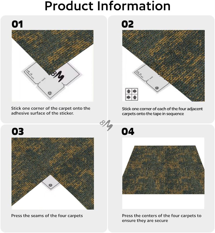 24 Carpets 20x20 inch Square Carpet Tiles, Reusable, Non Slip, Seamless Tiles, Suitable for Indoor and Outdoor use in bedrooms, Living Rooms, Offices, etc., Easy to DIY (Warm Orange Stone pattern-06)