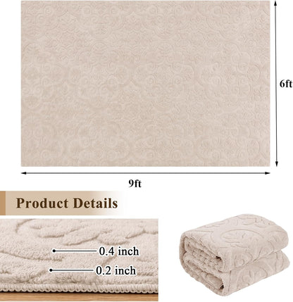 U'Artlines 6x9ft Washable Area Rug for Living Room,Neutral Beige Rugs