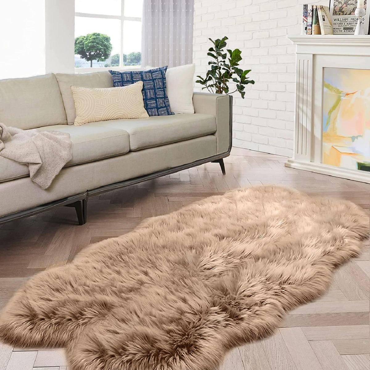ORINOVA White Faux Sheepskin Shag Fur Runner Rugs for Living Room Bedroom Fluffy Washable Furry Area Rug 2x6 Nursery Rug Teen Room Décor
