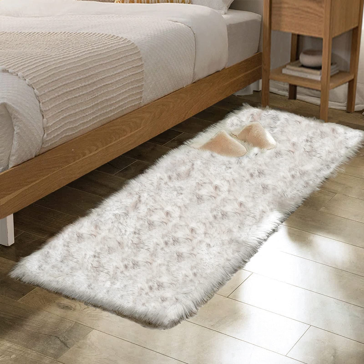 ORINOVA White Faux Sheepskin Shag Fur Runner Rugs for Living Room Bedroom Fluffy Washable Furry Area Rug 2x6 Nursery Rug Teen Room Décor