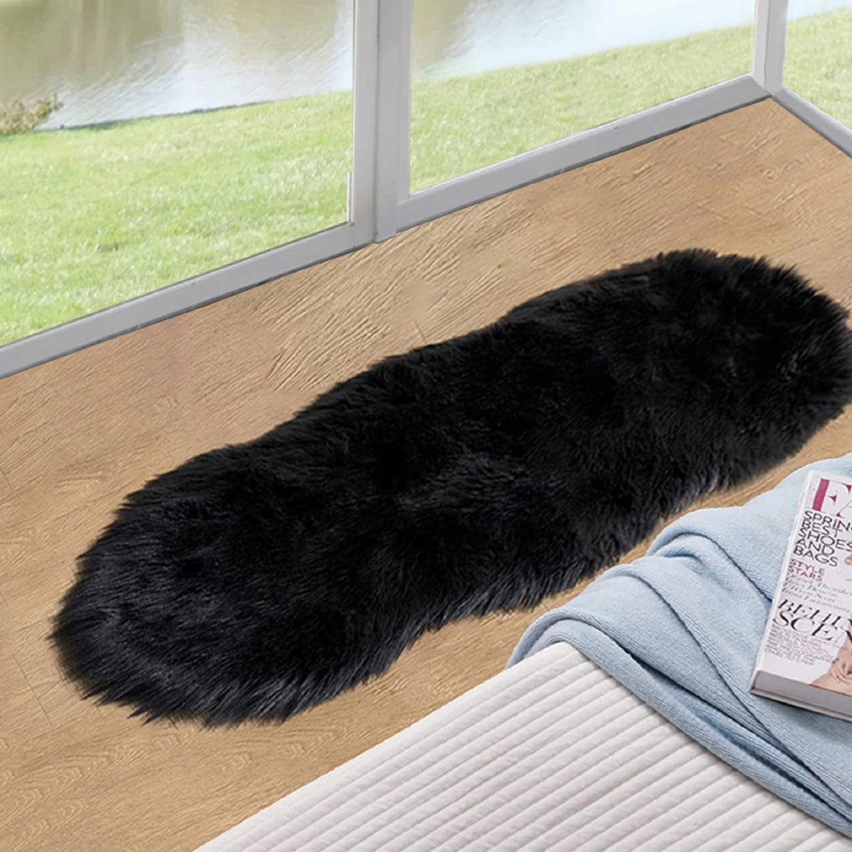ORINOVA White Faux Sheepskin Shag Fur Runner Rugs for Living Room Bedroom Fluffy Washable Furry Area Rug 2x6 Nursery Rug Teen Room Décor