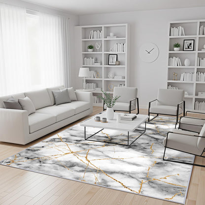 Washable 6x9 Area Rug for Living Room, Non-Slip Large Grey Bedroom Rugs