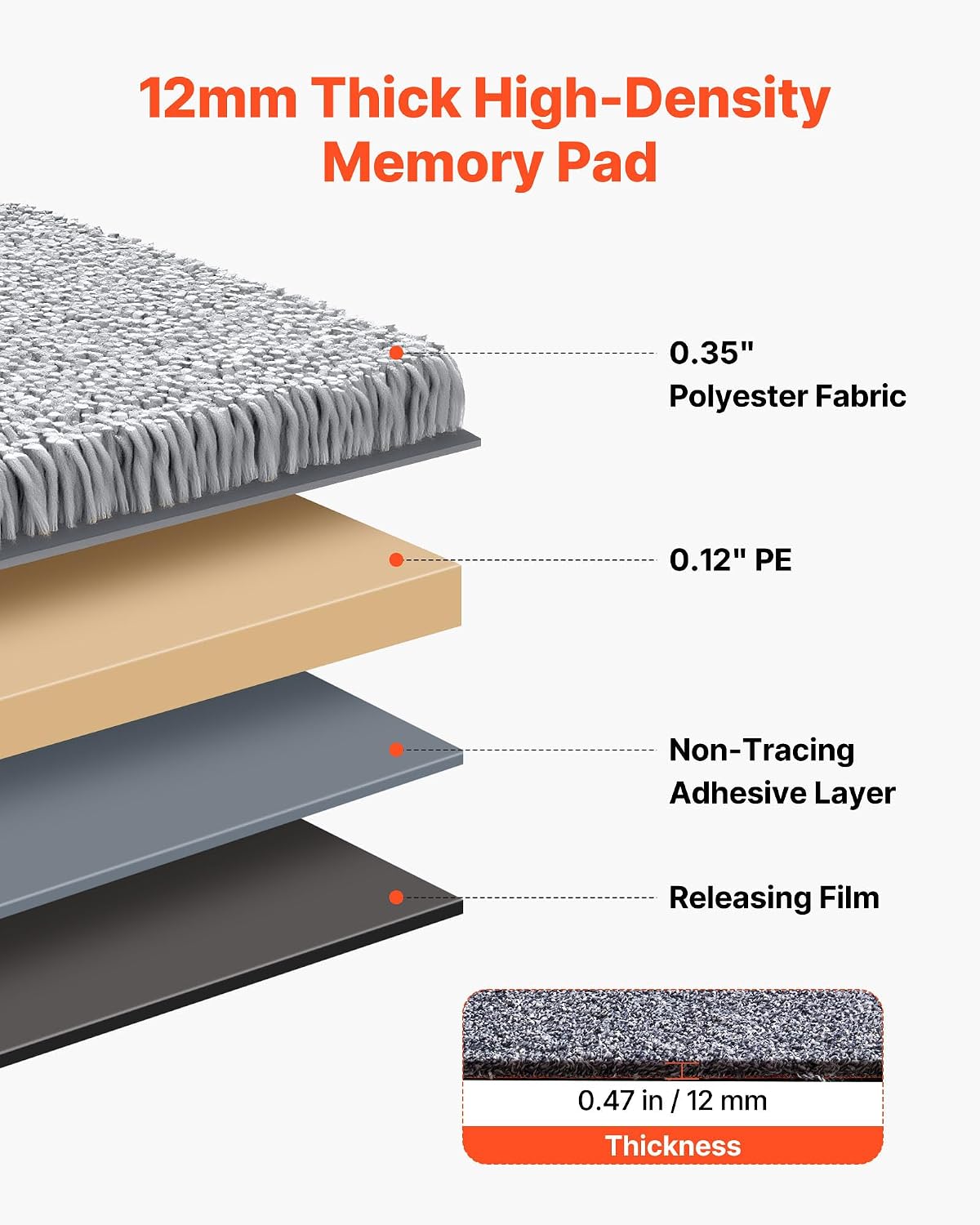 VEVOR Carpet Tiles 18x18 inch, 10 Pack Carpet Square Rug Detachable & Damage-Free, Self Adhesive Home Floor Soft Plush Padded for 22.5sq.ft Coverage, Easy DIY for Living Room & Bedroom, Gray