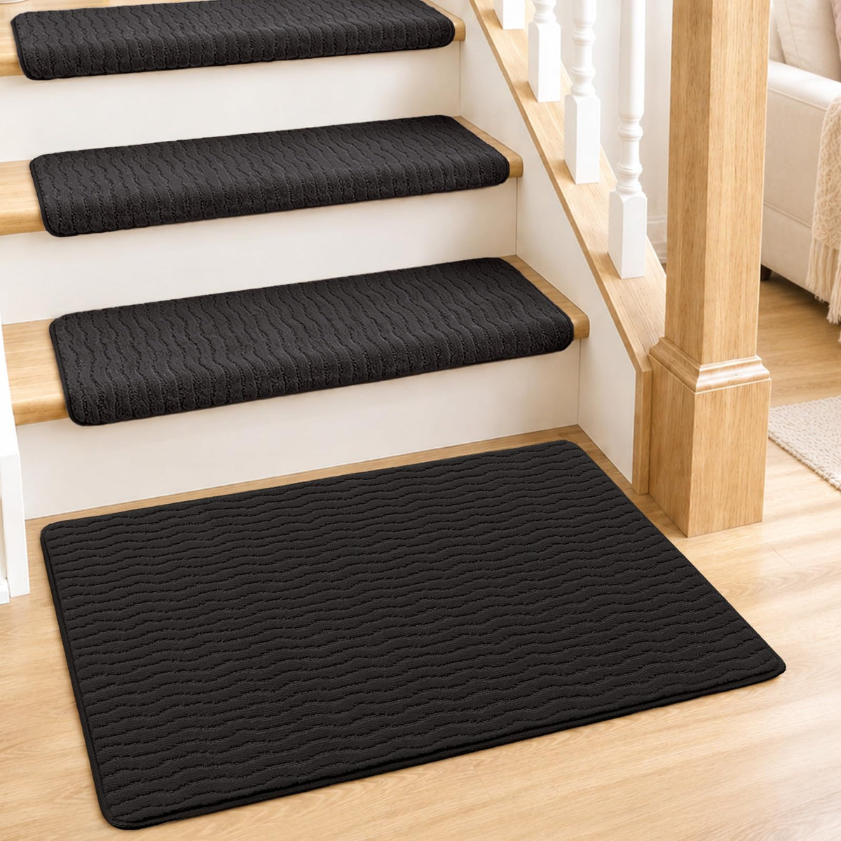 Domnesto Rounded Bullnose Carpet Stair Treads - 15 Pack, 36"