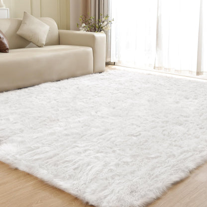 ORINOVA White Faux Sheepskin Shag Fur Runner Rugs for Living Room Bedroom Fluffy Washable Furry Area Rug 2x6 Nursery Rug Teen Room Décor