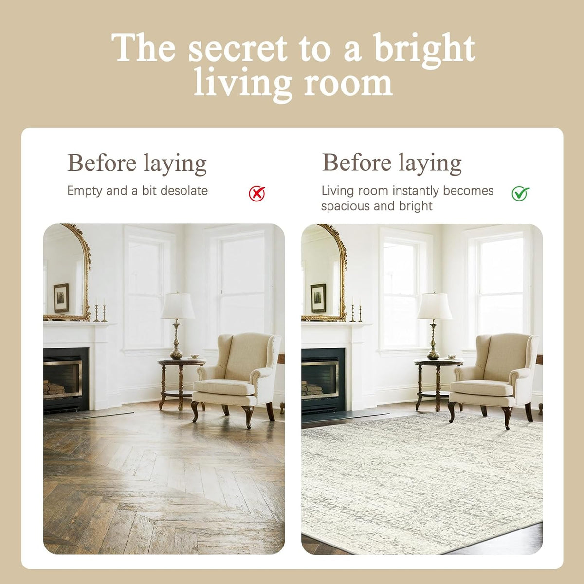 Washable Rugs 8x10 Area Rug for Living Room,Bedroom,Dining Room-Beige Green