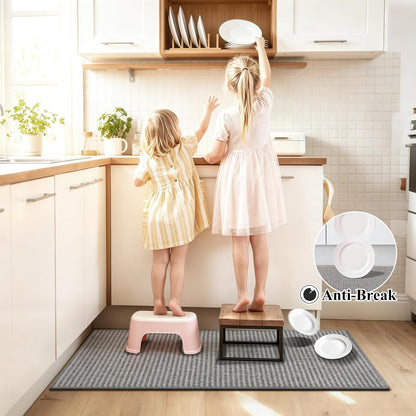 HEBE Kitchen Rugs Set of 2, Non Slip Washable Kitchen Mats for Floor