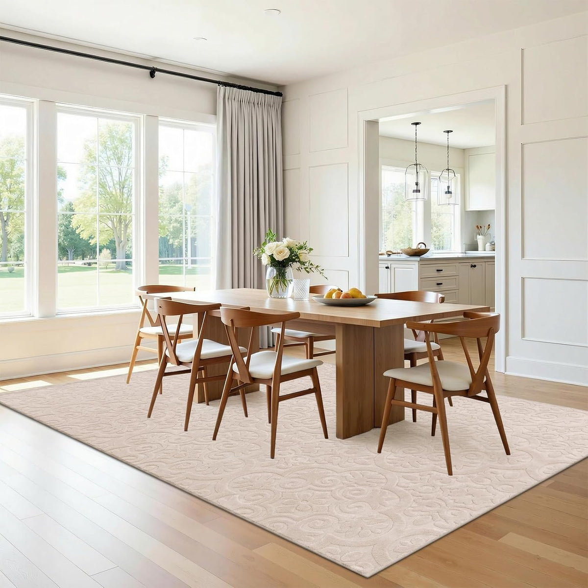 U'Artlines 6x9ft Washable Area Rug for Living Room,Neutral Beige Rugs