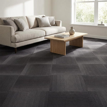LITA Carpet Tiles Reusable 20" x 20" (50cm x 50cm) Squares Indoor/Outdoor 0.25" Pile Height Loop Pile, Non Slip Easy DIY Installation Peel and Stick Carpet Tile (Brown, 22 Pcs)