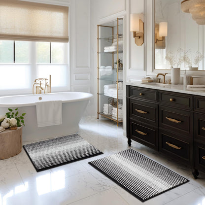BSICPRO Bathroom Rugs Sets 2 Piece, Modern Bath Mat 20"x47"+20"x32", Blue