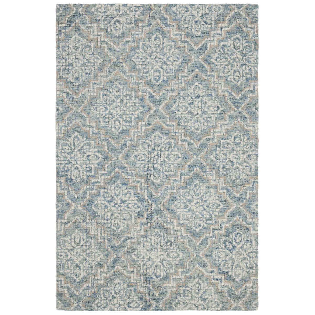 SAFAVIEH Abstract Collection Area Rug - 6' x 9', Blue & Grey, Handmade Wool, Ideal for High Traffic Areas in Living Room, Bedroom (ABT201A)