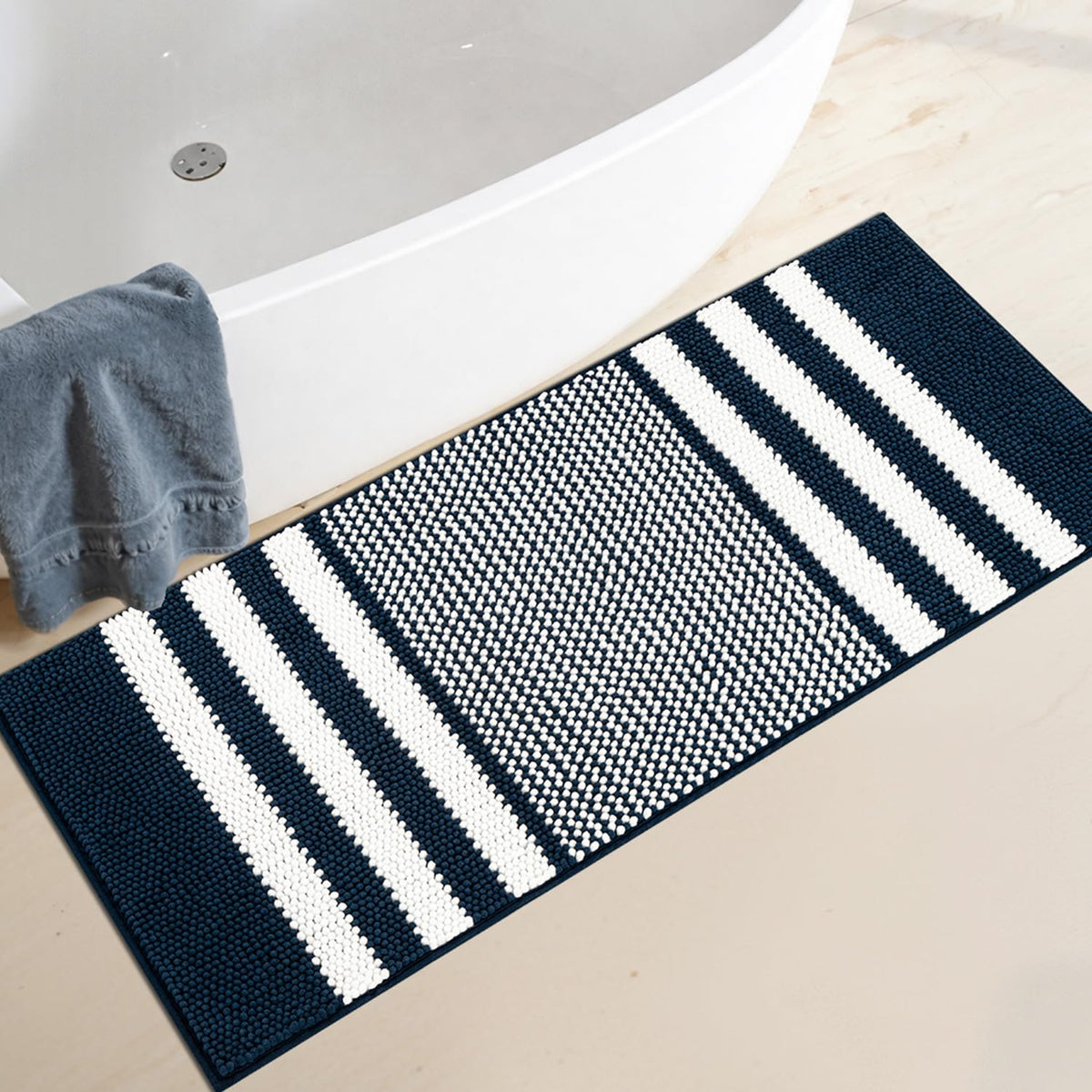 BSICPRO Bathroom Rugs Sets 2 Piece, Modern Bath Mat 20"x47"+20"x32", Blue