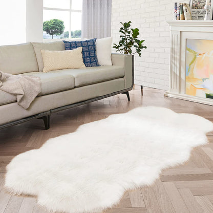 ORINOVA White Faux Sheepskin Shag Fur Runner Rugs for Living Room Bedroom Fluffy Washable Furry Area Rug 2x6 Nursery Rug Teen Room Décor