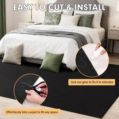 Grefinity Marine Carpet, 5 FT x 15 FT Black Indoor Outdoor Carpet