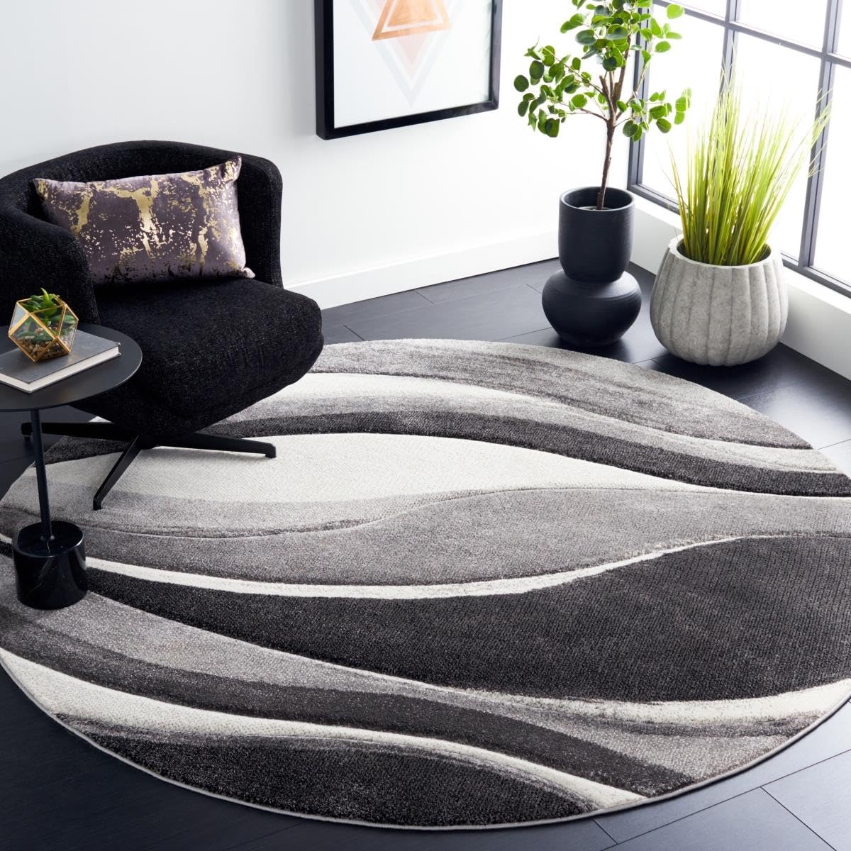 SAFAVIEH Hollywood Area Rug 10'6"x14', Modern Grey & Blue HLW766F