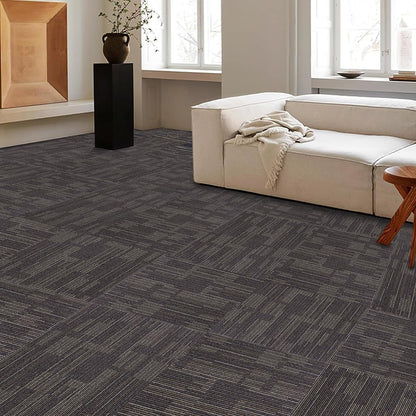 GL Carpet Tiles Reusable 24" x 24" Squares Indoor/Outdoor 0.25" Pile Height Loop Pile, Non Slip Easy DIY Installation Peel and Stick Carpet Tile, (18 Tiles) (72 sqft/Box) (Brown)