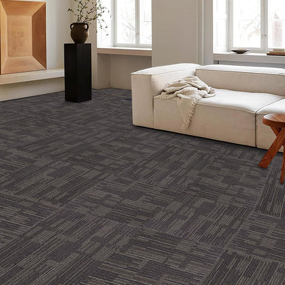 GL Carpet Tiles Reusable 24" x 24" Squares Indoor/Outdoor 0.25" Pile Height Loop Pile, Non Slip Easy DIY Installation Peel and Stick Carpet Tile, (18 Tiles) (72 sqft/Box) (Brown)