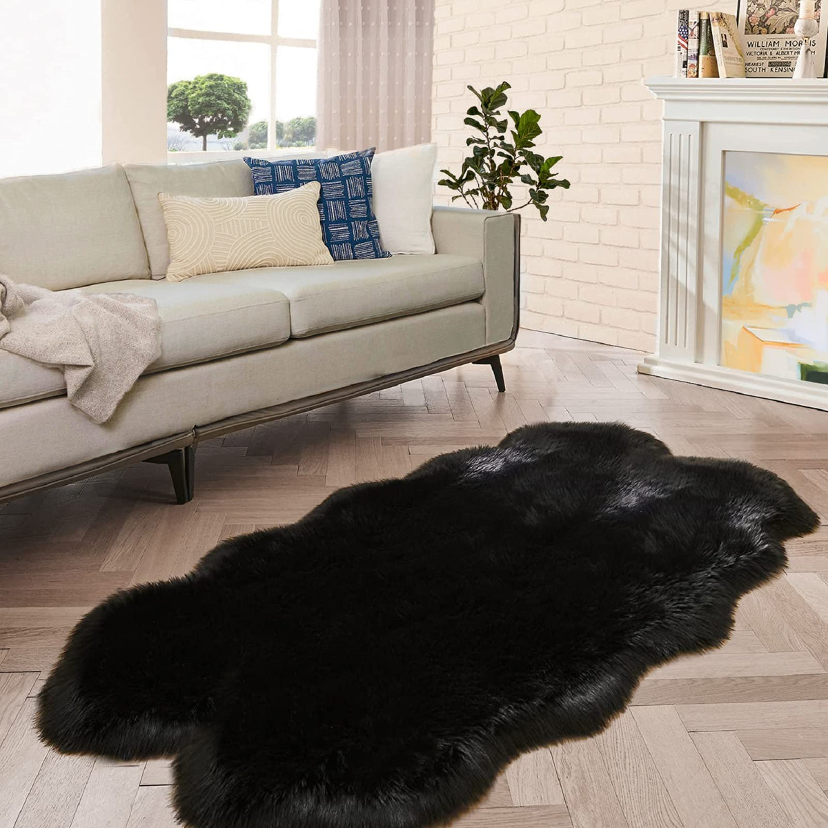 ORINOVA White Faux Sheepskin Shag Fur Runner Rugs for Living Room Bedroom Fluffy Washable Furry Area Rug 2x6 Nursery Rug Teen Room Décor