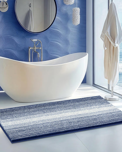 BSICPRO Bathroom Rugs Sets 2 Piece, Modern Bath Mat 20"x47"+20"x32", Blue