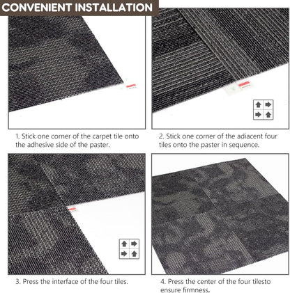 Petgrow Commercial Carpet Tiles PVC Back,20" x 20" -22 Tiles,60 Sq Ft
