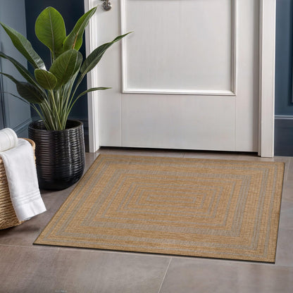 Beverly Rug Easy Jute Bordered Rug 10x14 Washable Large Indoor Outdoor Area Rugs for Living Dining Room Patio Office Stain Resistant Non Shedding Casual Indoor Outside Carpet 10 x 14 Off-White