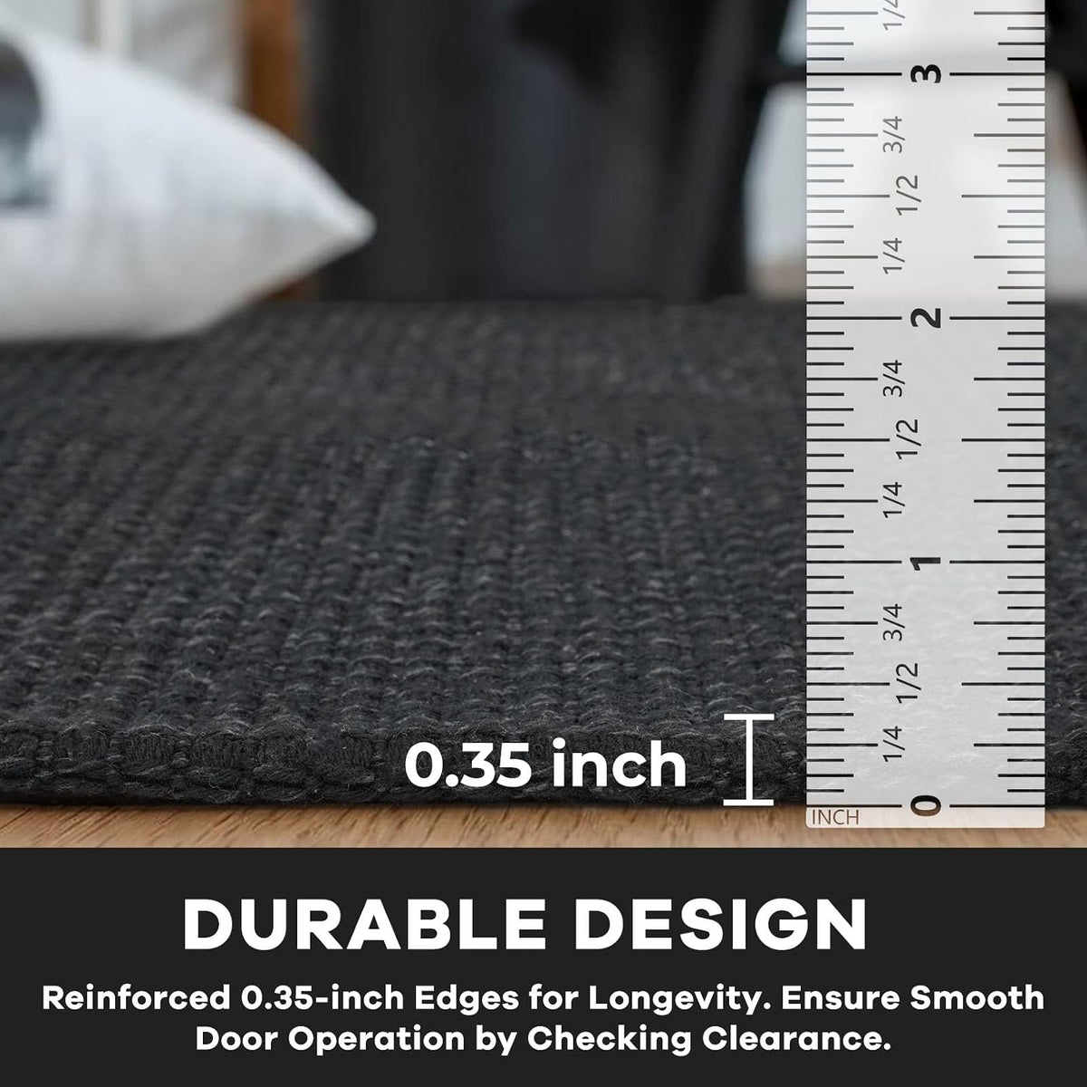 KOZYFLY Extra Long Runners for Hallways 3x20 ft Washable Kitchen Runner Non Slip Rubber Backed Hallway Rug Cotton Entryway Runner Rug Floor Carpet for Indoor Hall, Kitchen, Stair, Black/Dark Grey