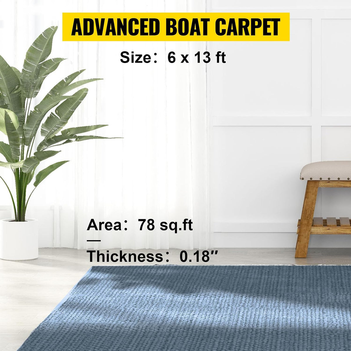 Happybuy 6 ft x 13 ft Gray Marine Boat Carpet, Indoor Outdoor Carpet