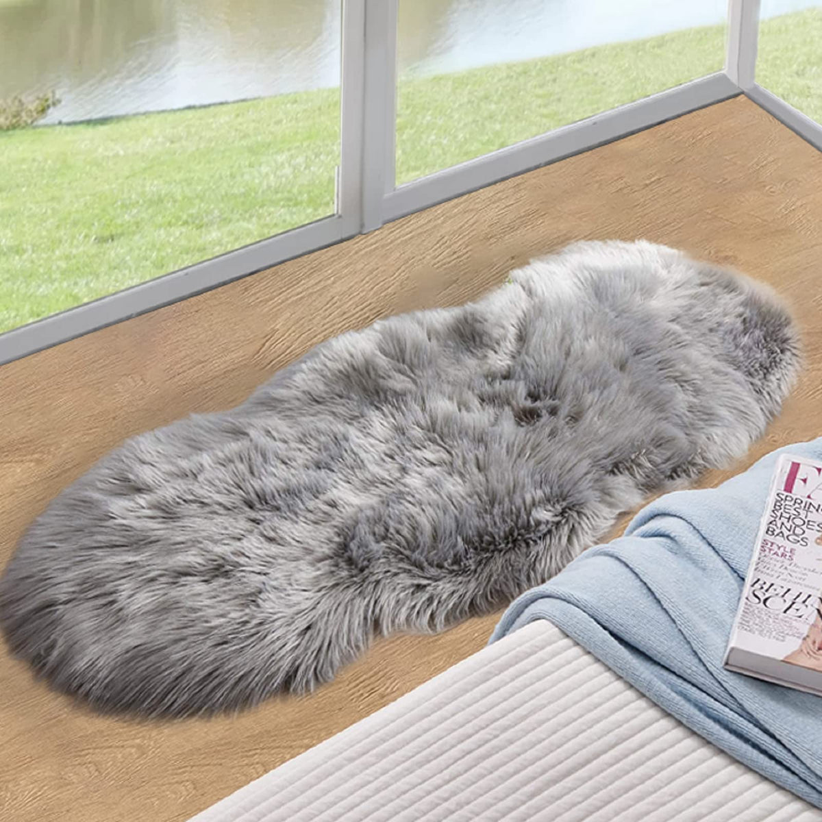 ORINOVA White Faux Sheepskin Shag Fur Runner Rugs for Living Room Bedroom Fluffy Washable Furry Area Rug 2x6 Nursery Rug Teen Room Décor