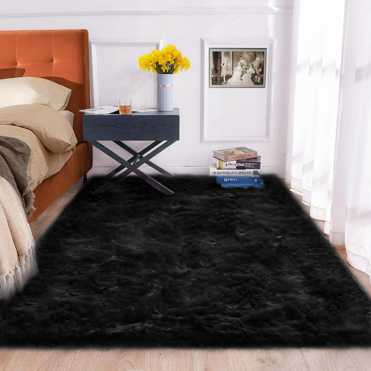 ORINOVA White Faux Sheepskin Shag Fur Runner Rugs for Living Room Bedroom Fluffy Washable Furry Area Rug 2x6 Nursery Rug Teen Room Décor