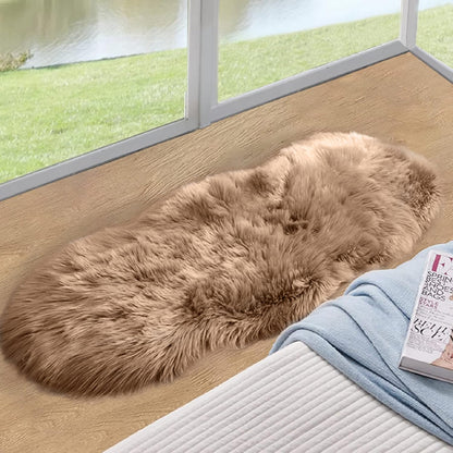 ORINOVA White Faux Sheepskin Shag Fur Runner Rugs for Living Room Bedroom Fluffy Washable Furry Area Rug 2x6 Nursery Rug Teen Room Décor