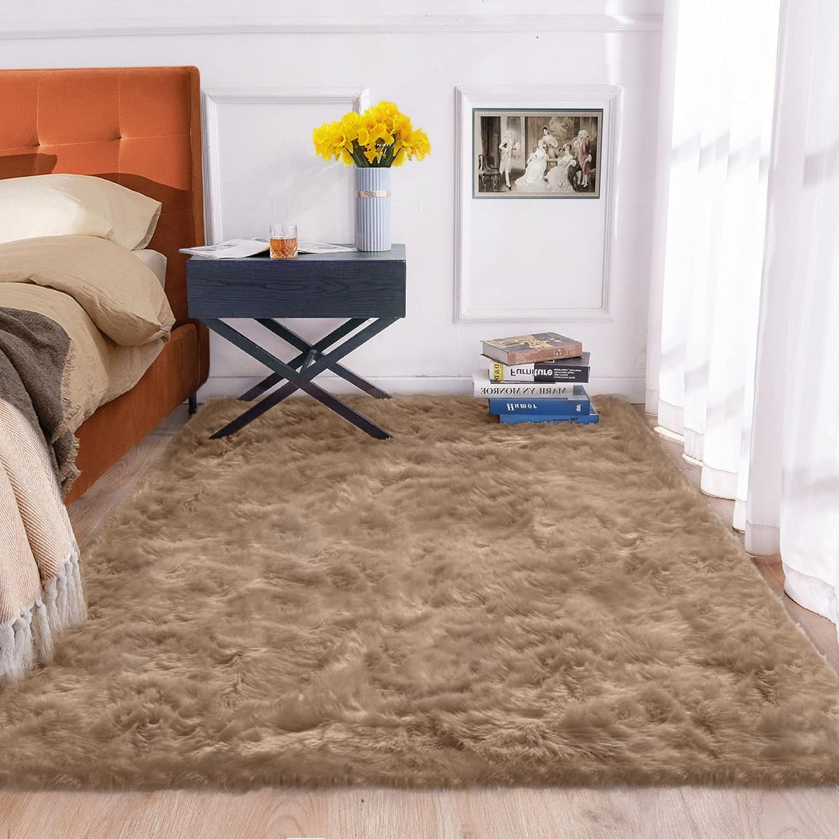 ORINOVA White Faux Sheepskin Shag Fur Runner Rugs for Living Room Bedroom Fluffy Washable Furry Area Rug 2x6 Nursery Rug Teen Room Décor