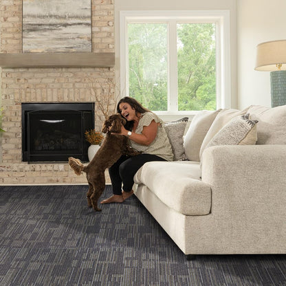 GL Carpet Tiles Reusable 24" x 24" Squares Indoor/Outdoor 0.25" Pile Height Loop Pile, Non Slip Easy DIY Installation Peel and Stick Carpet Tile, (18 Tiles) (72 sqft/Box) (Brown)