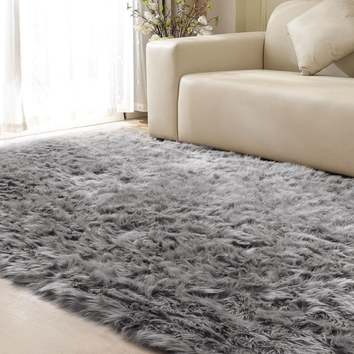 ORINOVA White Faux Sheepskin Shag Fur Runner Rugs for Living Room Bedroom Fluffy Washable Furry Area Rug 2x6 Nursery Rug Teen Room Décor