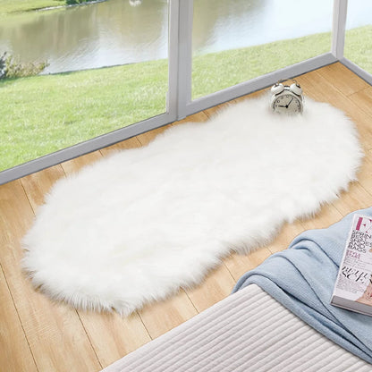 ORINOVA White Faux Sheepskin Shag Fur Runner Rugs for Living Room Bedroom Fluffy Washable Furry Area Rug 2x6 Nursery Rug Teen Room Décor