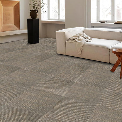Petgrow Beige Living Room Carpet Tiles, 24" x 24", 18 Tiles, 72 sq ft